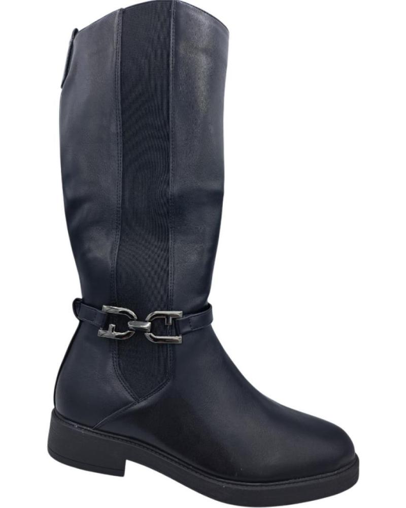 BOTTE PLATE DAVINIA NOIRE AVEC DÉTAIL MÉTALLIQUE NEGRO