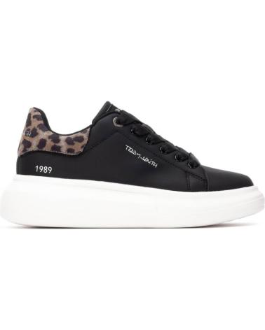 TEDDY SMITH 120210 BLACK SNEAKERS WITH ANIMAL PRINT DETAIL NEGRO
