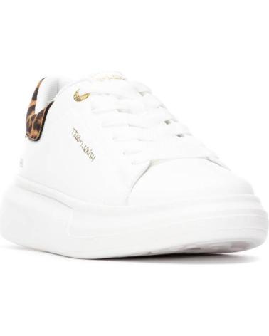 TEDDY SMITH 120210 WHITE SNEAKERS WITH CAMEL ANIMAL PRINT DETAIL CAMEL-BLANCO