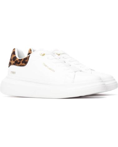 TEDDY SMITH 120210 WHITE SNEAKERS WITH CAMEL ANIMAL PRINT DETAIL CAMEL-BLANCO