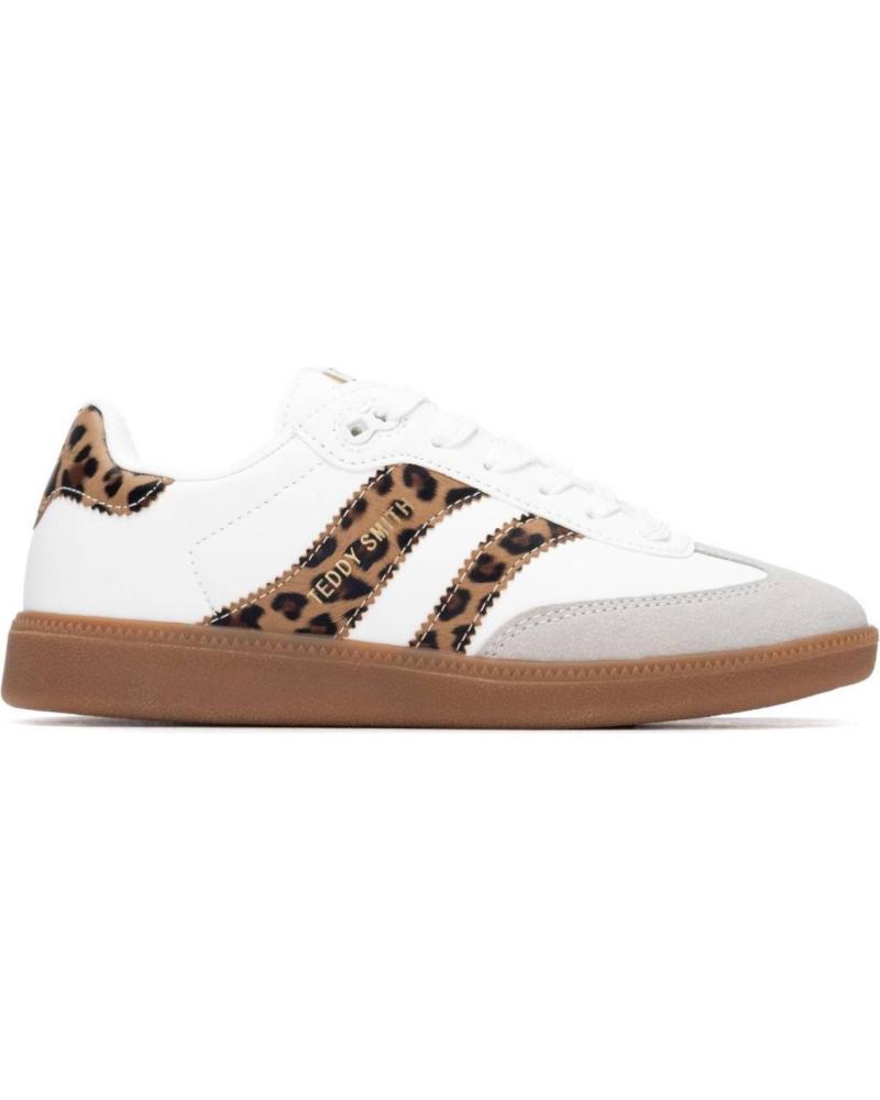 TEDDY SMITH 120234 SNEAKER WEISS MIT STREIFEN UND ANIMAL-PRINT-FERSE BLANCO