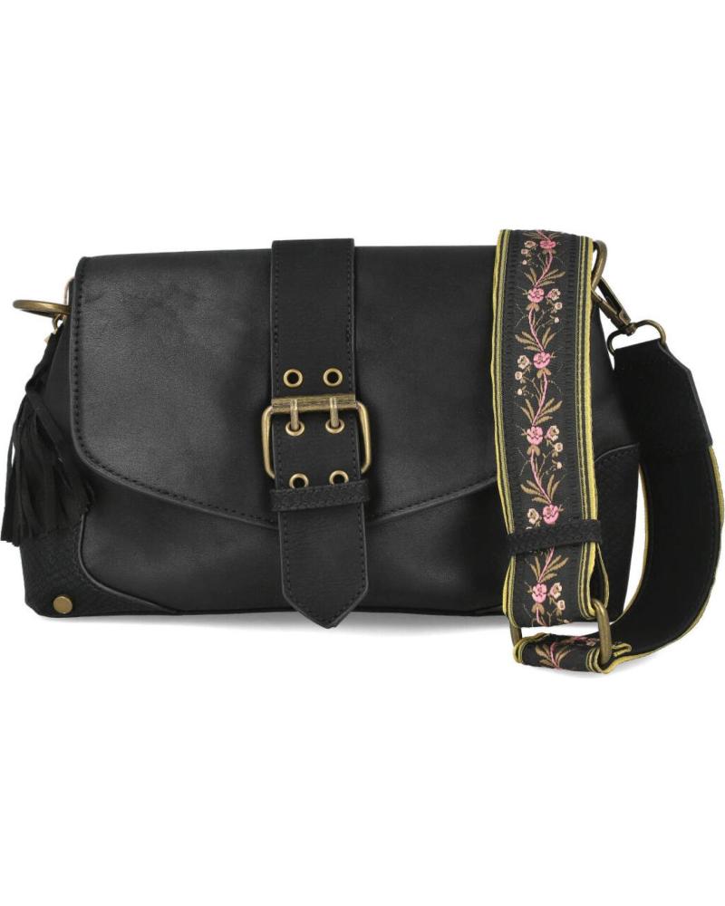 MTNG BOLSO BANDOLERA SAC C58846 NEGRO CON HEBILLAS DORADAS NEGRO