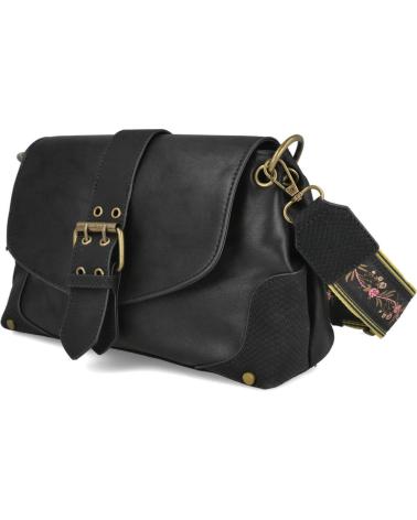 MTNG BOLSO BANDOLERA SAC C58846 NEGRO CON HEBILLAS DORADAS NEGRO