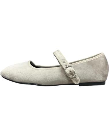 CALZADOMANIA MERCEDITAS PLANAS DE SERRAJE COLOR TAUPE CON HEBILLA TAUPE
