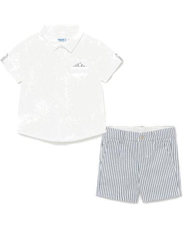 MAYORAL COMPLETO NEONATO BERMUDA A RIGHE E CAMICIA BIANCA MODELLO 1252 AZUL