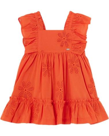 VESTIDO MAYORAL 1913 LARANJA VAZADO COM FOLHOS PARA MENINA NARANJA