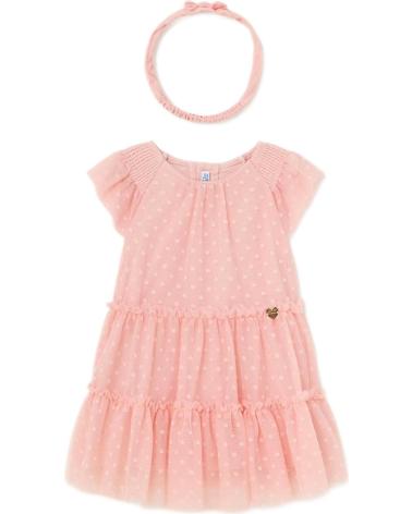 VESTIDO MAYORAL 1920 DE TULE ROSA COM DIADEMA PARA MENINA ROSA