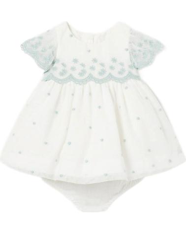 MAYORAL VESTIDO TULE BORDADO 1826 BRANCO COM DETALHES VERDES VERDE