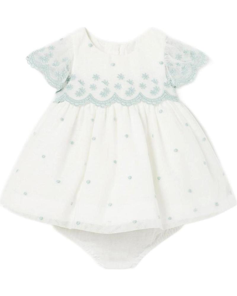 MAYORAL VESTIDO TULE BORDADO 1826 BRANCO COM DETALHES VERDES VERDE