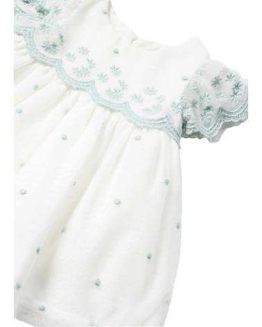 MAYORAL VESTIDO TULE BORDADO 1826 BRANCO COM DETALHES VERDES VERDE