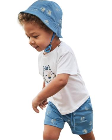 ENSEMBLE TROIS PIÈCES MAYORAL 1655 T-SHIRT PANTALON CHAPEAU IMPRIMÉ BLEU AZUL