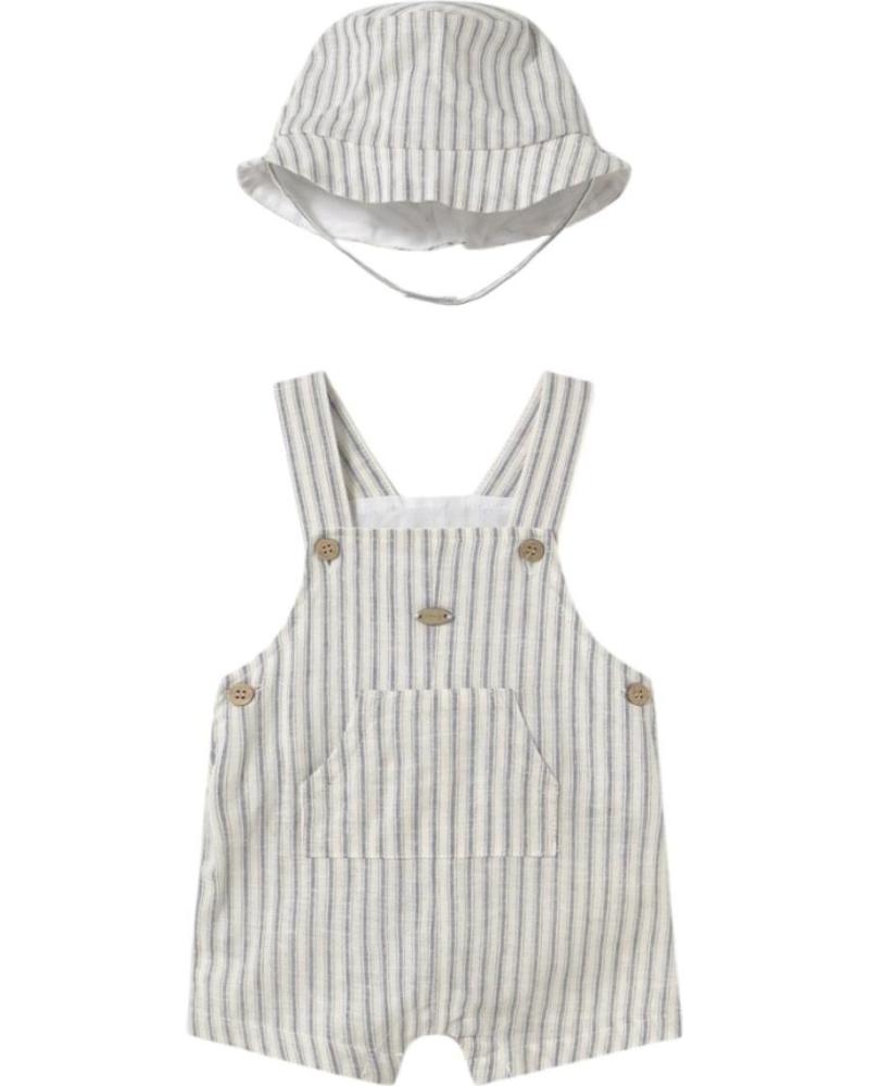 MAYORAL STRIPED DUNGAREE AND HAT SET 1601 - WHITE BLANCO