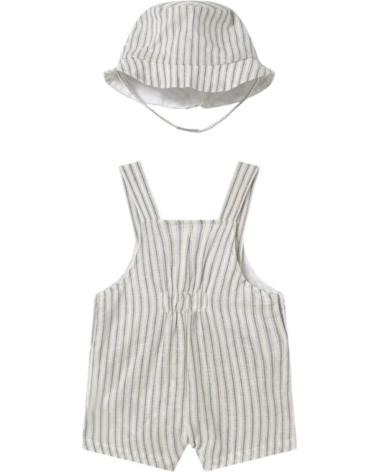MAYORAL STRIPED DUNGAREE AND HAT SET 1601 - WHITE BLANCO