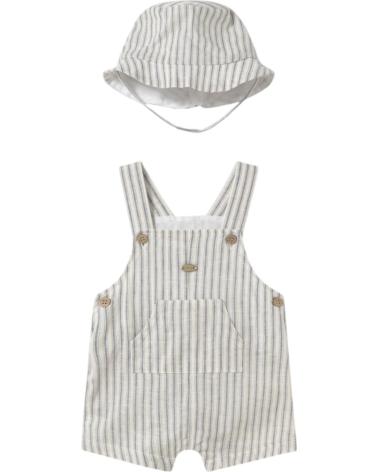 MAYORAL STRIPED DUNGAREE AND HAT SET 1601 - WHITE BLANCO