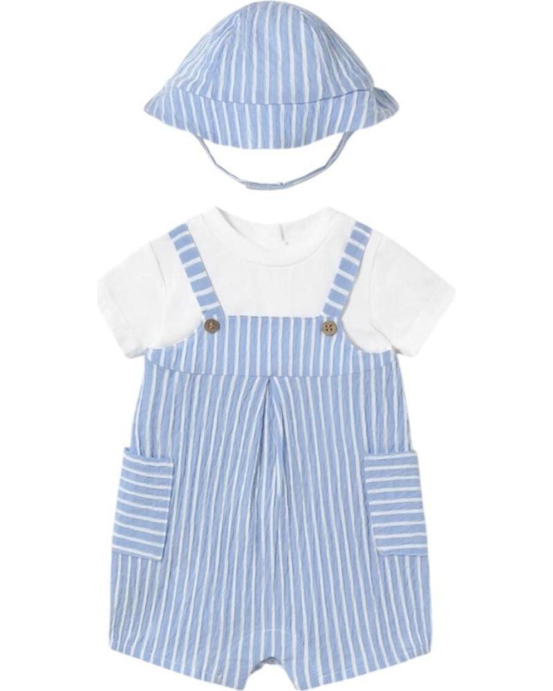 MAYORAL STRIPED ROMPER AND HAT SET 1602 - BLUE AZUL