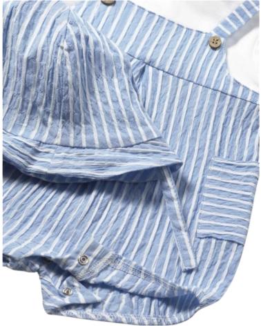 MAYORAL STRIPED ROMPER AND HAT SET 1602 - BLUE AZUL