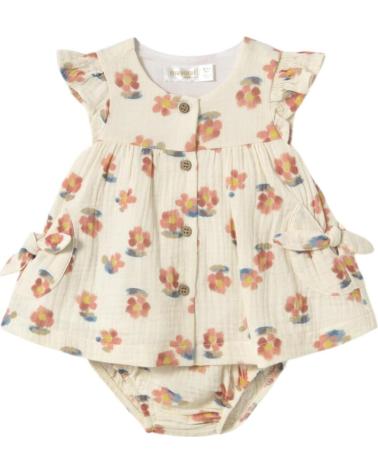 MAYORAL 1851 SET FOR BABY GIRL - DRESS AND NAPPY COVER WITH ORANGE FLORAL PRINT NARANJA