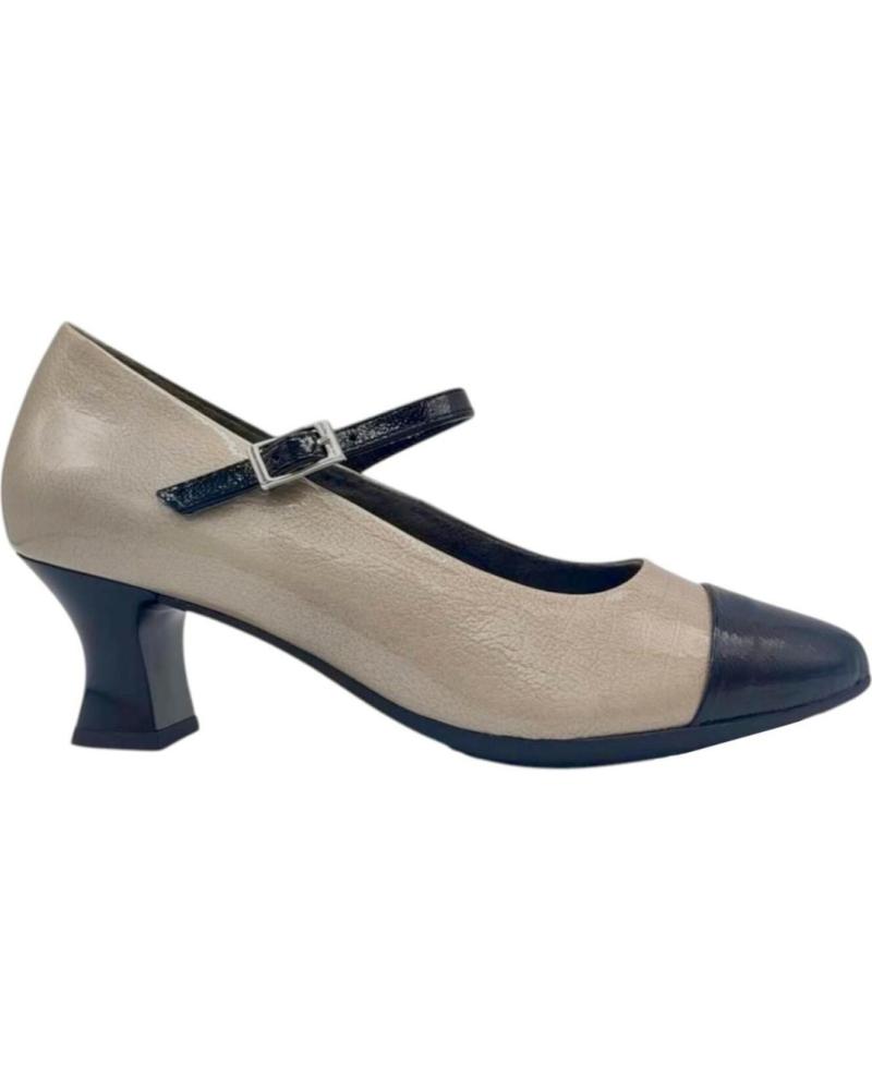 PITILLOS 10851 TWO-TONE NUDE AND BLACK MARY JANES WITH HEEL NEGRO