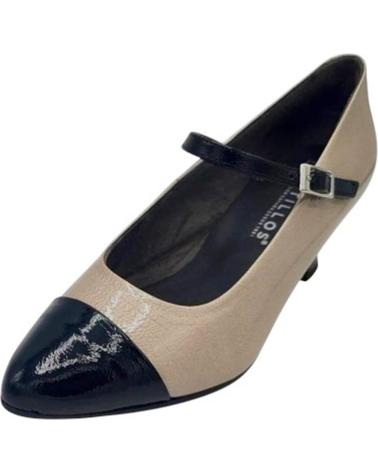 PITILLOS 10851 TWO-TONE NUDE AND BLACK MARY JANES WITH HEEL NEGRO