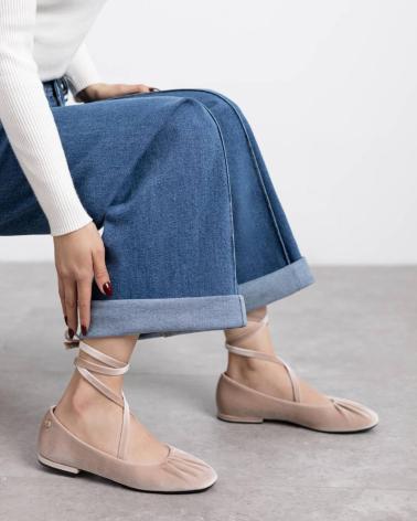 XTI 144699 NUDE | VELVET WITH ANKLE TIES NUDE