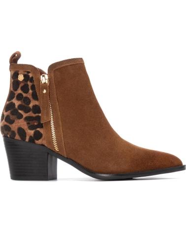 CARMELA 162582 CAMEL SUEDE CHELSEA BOOT WITH ANIMAL PRINT DETAIL CAMEL