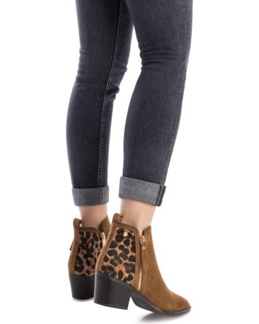 CARMELA 162582 CAMEL SUEDE CHELSEA BOOT WITH ANIMAL PRINT DETAIL CAMEL