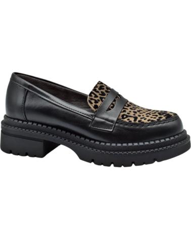 MOCASSIM PITILLOS PRETO COM COMBINAÇÃO ANIMAL PRINT NEGRO