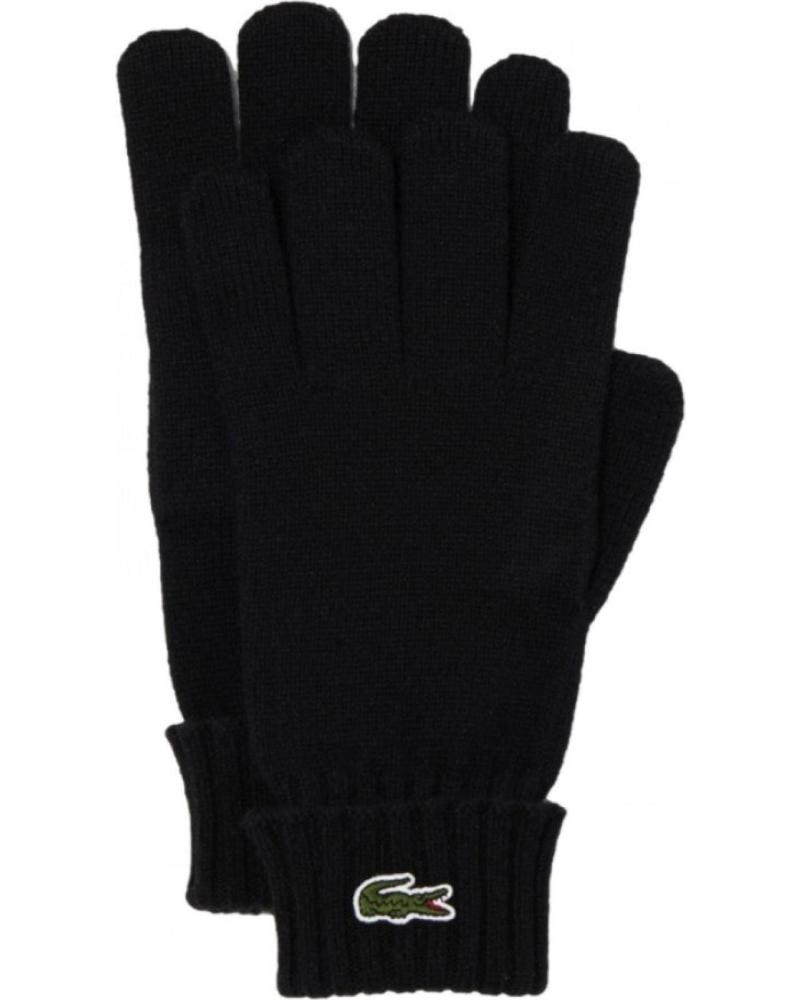 LACOSTE JERSEY KNIT WOOL GLOVES BLACK RV045200 BLACK
