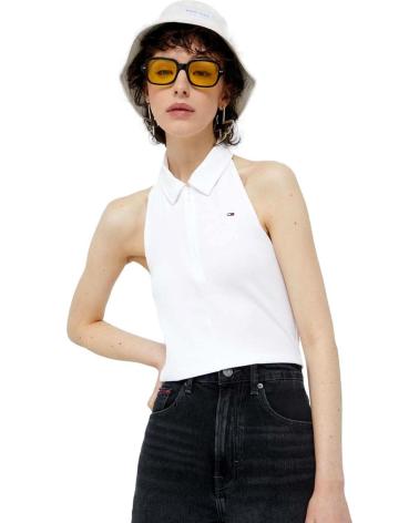 TOMMY JEANS HALTER NECK POLO DW0DW15329 WHITE BLANCO