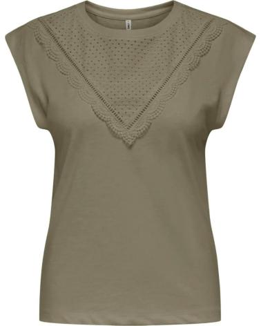T-SHIRT ONLY A MANICHE CORTE VERDE MILITARE MODELLO 15350098 VERDE