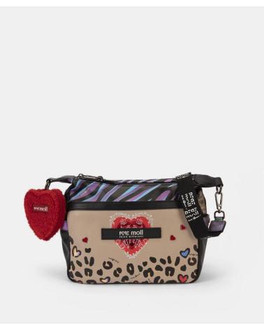 PEPE MOLL 252422 BOLSO MULTICOLOR CON ESTAMPADO ANIMAL Y DETALLE DE CORAZÓN MULTICOLOR