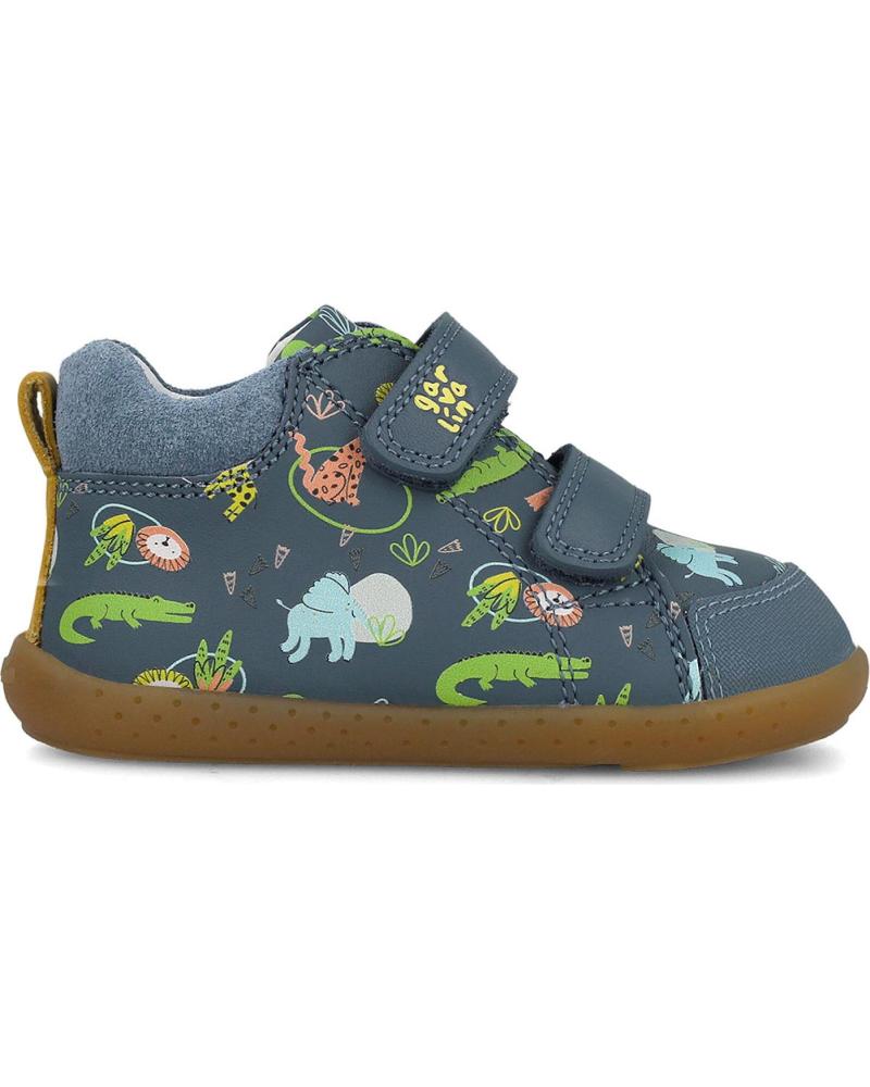 GARVALIN BOTINS BAREFOOT 251312 SOFT PETROLA ESTAMPADO ANIMAIS AZUL