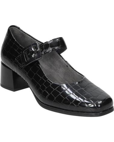 PITILLOS 10821 PRETO: SAPATO MARY JANE COM SALTO BAIXO E EFEITO CROCODILO NEGRO