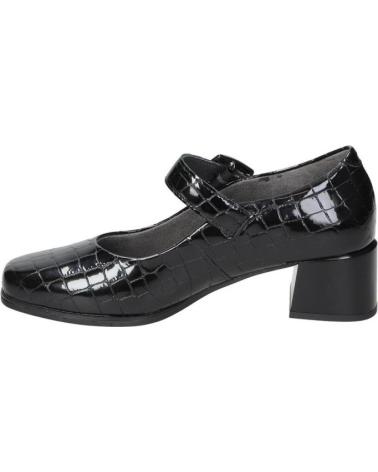 PITILLOS 10821 PRETO: SAPATO MARY JANE COM SALTO BAIXO E EFEITO CROCODILO NEGRO