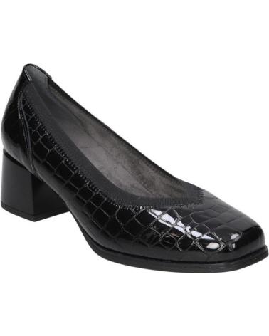 PITILLOS 10820 PRETO: SAPATO DE SALTO BAIXO COM DESIGN EFEITO CROCODILO NEGRO