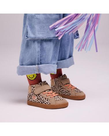 GIOSEPPO AMIRET 76989 - ZAPATILLAS BOTA BAREFOOT DE LONA CON ANIMAL PRINT CAMEL BEIGE