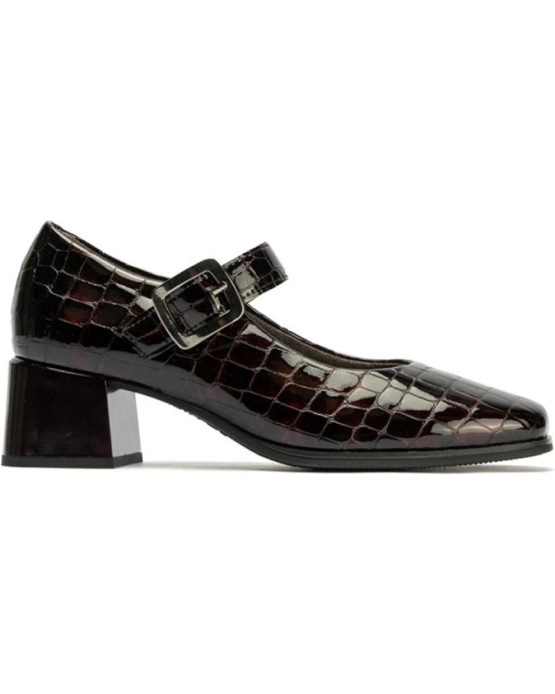 PITILLOS MARY JANE CON TACCO BLOCCO 10821 ROSSO BORDEAUX EFFETTO COCCODRILLO ROJO