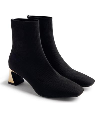 BOTTINES NOIRES GIOSEPPO 76720 À TALON GÉOMÉTRIQUE DORÉ NEGRO