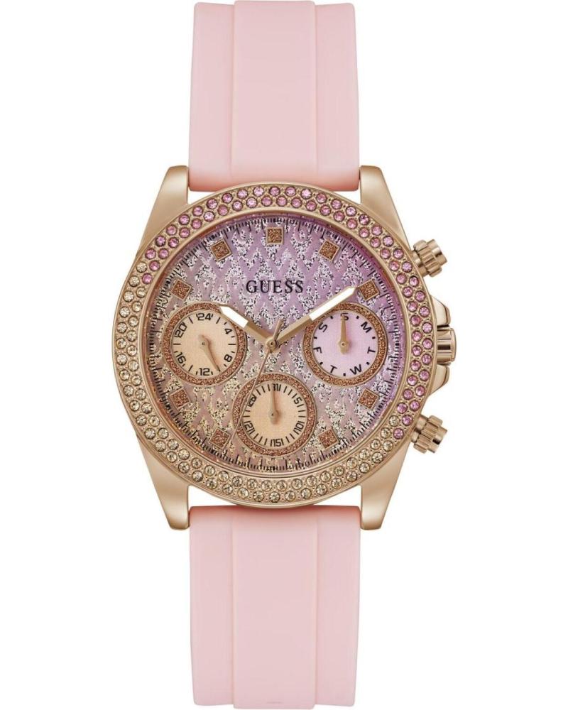 RELÓGIO CRONÓGRAFO GUESS GW0032L4 ROSA COM CRISTAIS ROSA