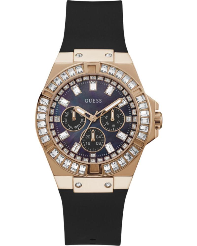 RELÓGIO GUESS GW0118L2 PRETO COM DETALHES OURO ROSA NEGRO