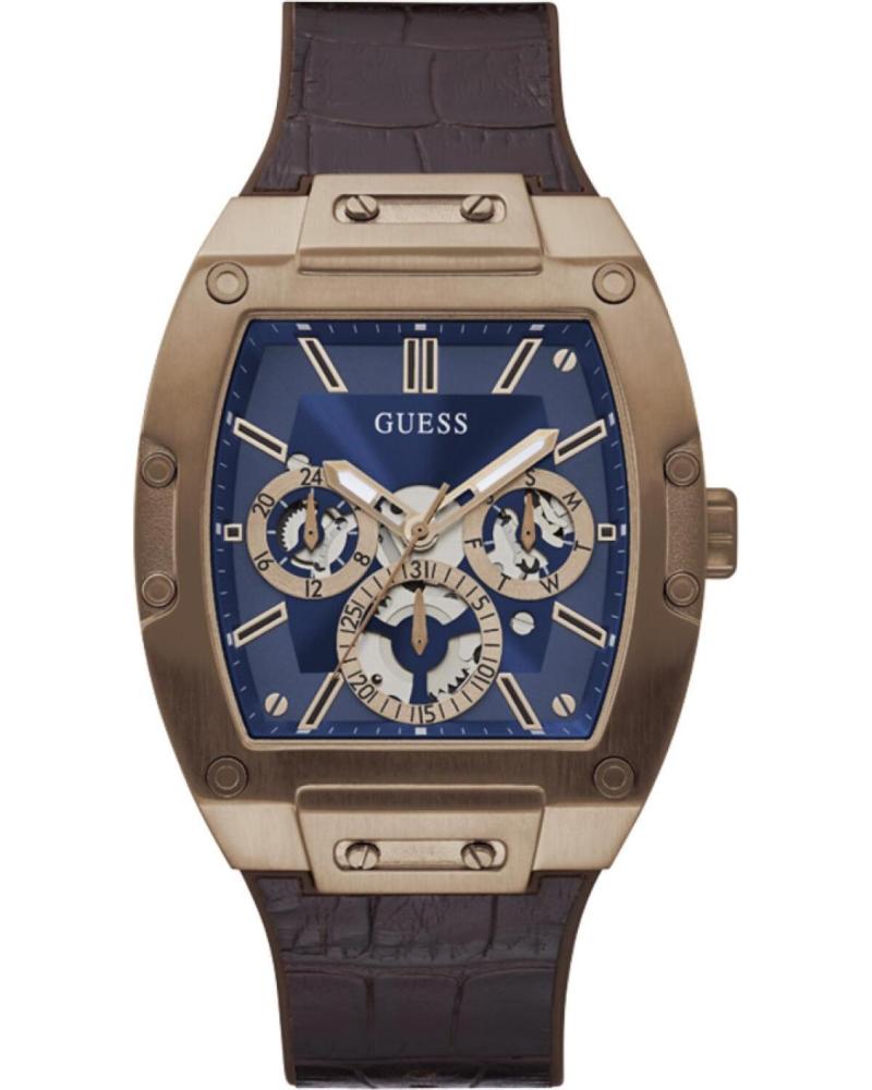 RELÓGIO GUESS GW0202G2 MARROM COM MOSTRADOR ESQUELETO AZUL MARRON