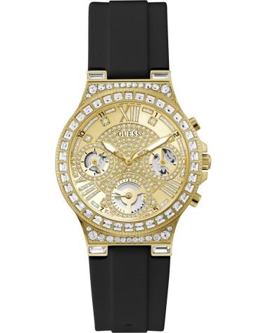 RELÓGIO GUESS GW0257L1 PRETO COM MOSTRADOR DOURADO E CRISTAIS NEGRO