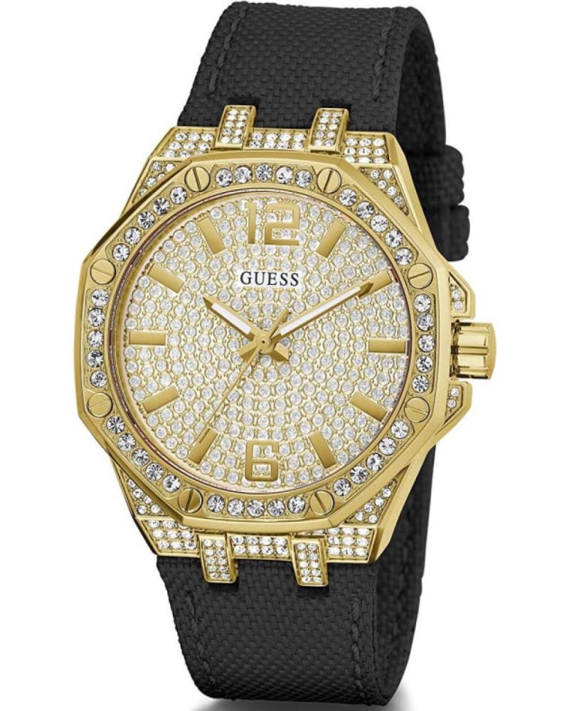 RELÓGIO GUESS GW0408L2 PRETO E DOURADO COM MOSTRADOR TEXTURIZADO E DETALHES BRILHANTES NEGRO