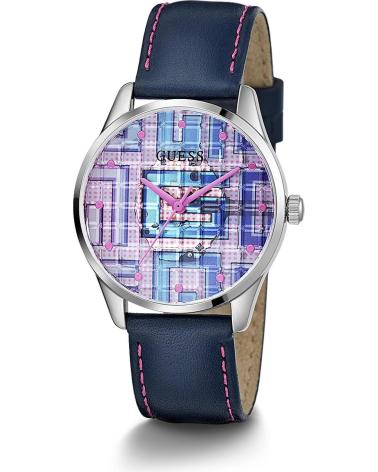 OROLOGIO GUESS GW0480L1 DA DONNA CON CINTURINO IN PELLE BLU E QUADRANTE GEOMETRICO AZUL