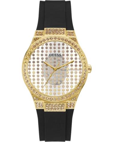 OROLOGIO GUESS GW0482L1 DA DONNA CON CINTURINO IN SILICONE NERO E DETTAGLI DORATI NEGRO