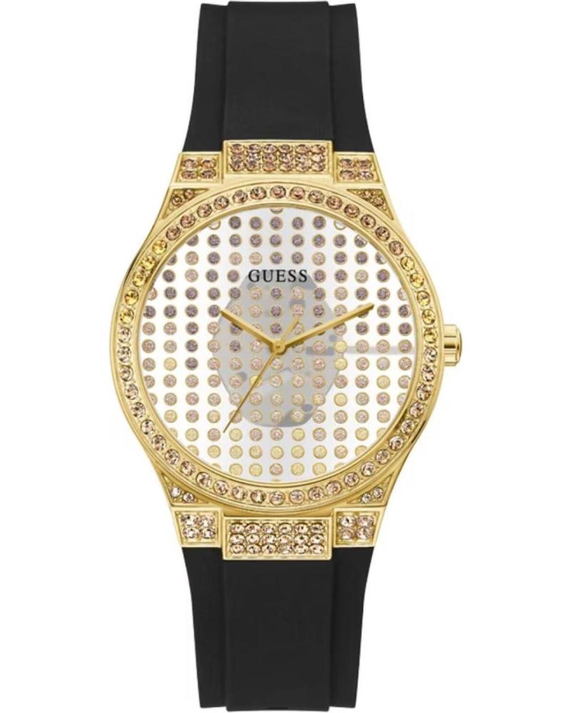 RELÓGIO GUESS GW0482L1 FEMININO COM PULSEIRA DE SILICONE PRETA E DETALHES DOURADOS NEGRO