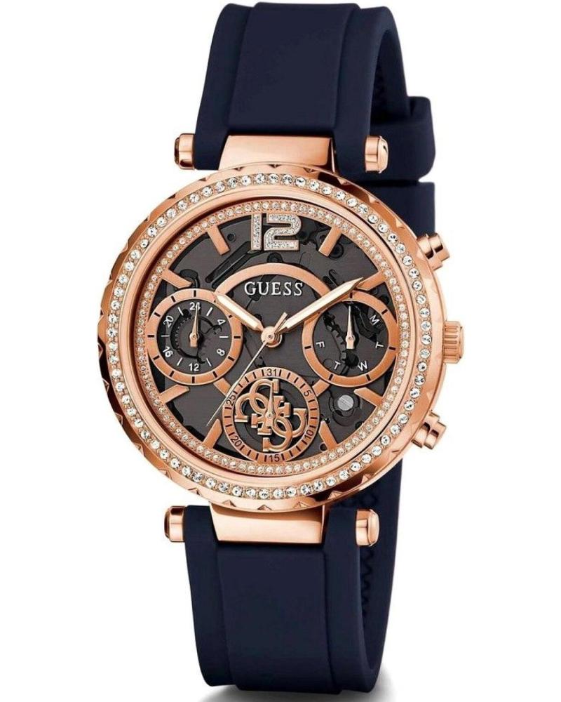 RELÓGIO GUESS GW0484L2 COM BRACELETE AZUL E DETALHES EM OURO ROSA AZUL