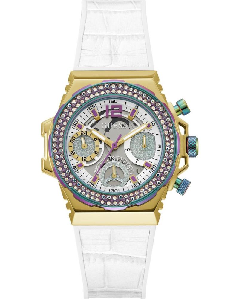 RELÓGIO GUESS GW0553L2 BRANCO COM DETALHES DOURADOS E CRISTAIS BLANCO