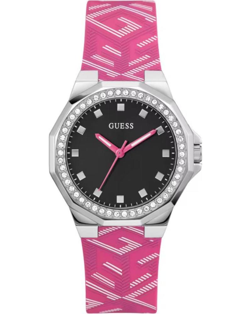 OROLOGIO GUESS GW0598L1 ROSA CON QUADRANTE NERO E LUNETTA SCINTILLANTE ROSA