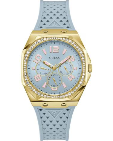 RELÓGIO GUESS GW0694L1 AZUL COM PULSEIRA DE SILICONE E DETALHES DOURADOS AZUL